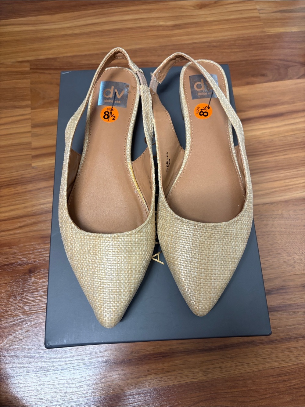 Dolce Vita Beige Woven Pointed Slingback Flats